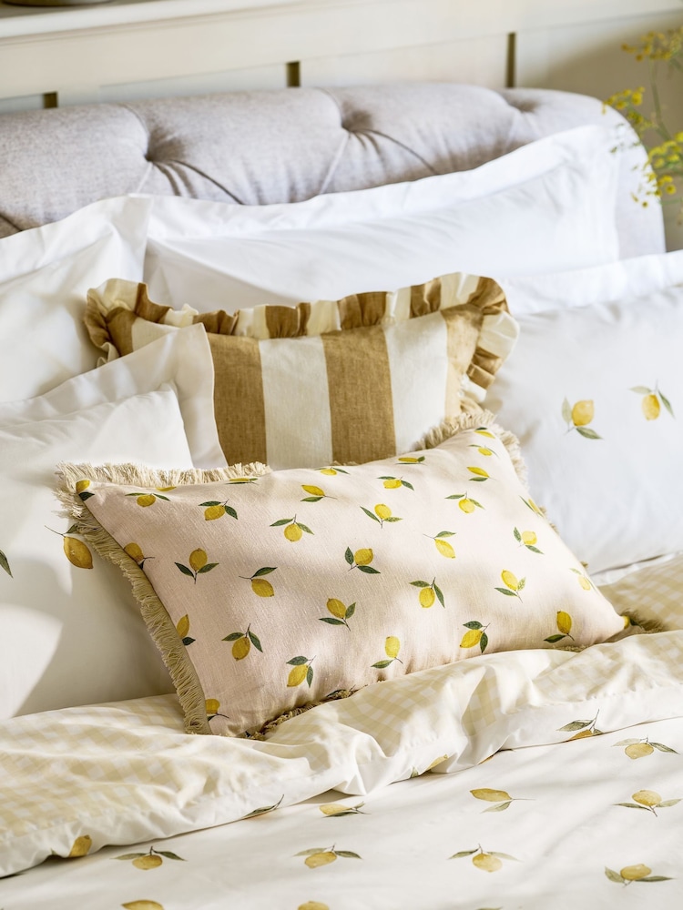 Sophie Allport Lemons Linen Rectangular Cushion - Image 1 de 3