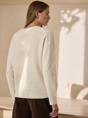 Ecru Merino Wool N.Premium V-Neck Jumper - Image 3 of 7