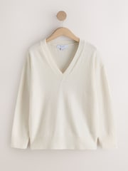 Ecru Merino Wool N.Premium V-Neck Jumper - Image 5 of 7