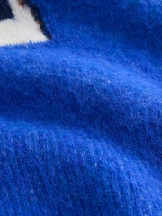 Cobalt Blue Dog Graphic - Long Sleeve Crew Neck Knitted Jumper - Bild 9 von 9