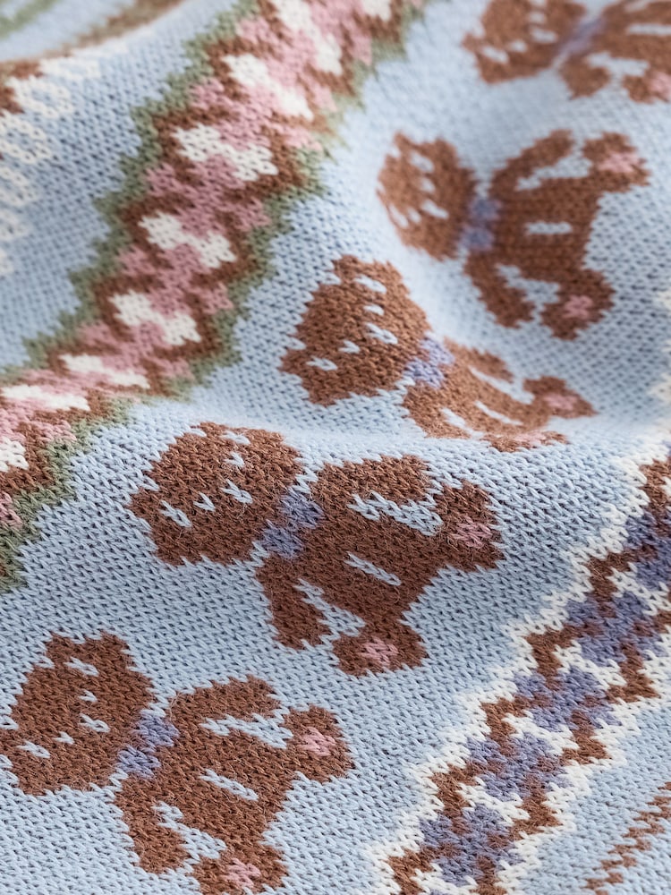 Blue/Brown Fairisle Soft Touch Long Sleeve Crew Neck Jumper - Image 3 of 3 Blue/Brown Fairisle Soft Touch Long Sleeve Crew Neck Jumper - Image 3 of 3