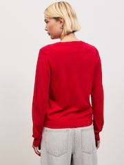 Nœuds rouges ornés - Pull Col rond en coton riche en coton doux à Manches longues - Image 4 de 8