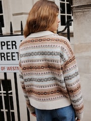 Autumn Pumpkin Fairisle Knitted Long Sleeve Polo Jumper - Image 4 of 6