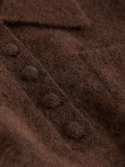 Brown Short Sleeve Knitted Polo Top With Wool - Image 8 of 9