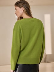 Green Merino Wool N.Premium V-Neck Jumper - Image 4 of 8