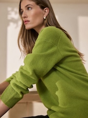 Green Merino Wool N.Premium V-Neck Jumper - Image 5 of 8
