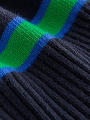 Navy/Green Stripe Long Sleeve VNeck Relaxed Jumper - Image 8 of 9