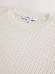 Ecru Cable Knit Short Sleeve Jumper - Image 7 of 7