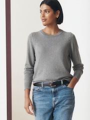 Grey Cotton Rich Soft Touch Long Sleeve Crew Neck Jumper - Image 1 of 8