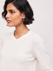 Ecru Supersoft V-Neck Long Sleeve Jumper - Image 5 of 8