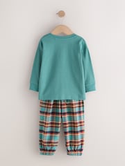 Navy/Ochre/Teal Check Woven Bottom Pyjamas 3 Pack (9mths-12yrs) - Image 5 of 7