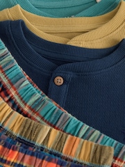 Navy/Ochre/Teal Check Woven Bottom Pyjamas 3 Pack (9mths-12yrs) - Image 6 of 7