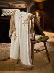 Natural Gingerbread Cosy Fleece Throw - Image 2 of 4