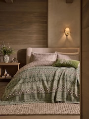 Green Knitted Christmas Fair Isle Throw - Image 1 of 5