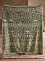 Green Knitted Christmas Fair Isle Throw - Image 3 of 5