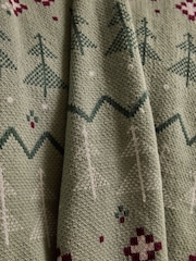 Green Knitted Christmas Fair Isle Throw - Image 4 of 5