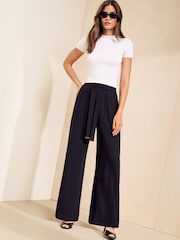 Negro - Friends Like These Tie Waisted Wide Leg Trousers - Imagen 4 de 5