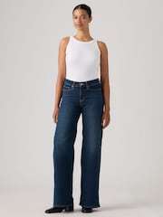 Levi's® Denim dark blue 318 Shaping Mid Rise Wide Leg Jeans - Image 3 of 6