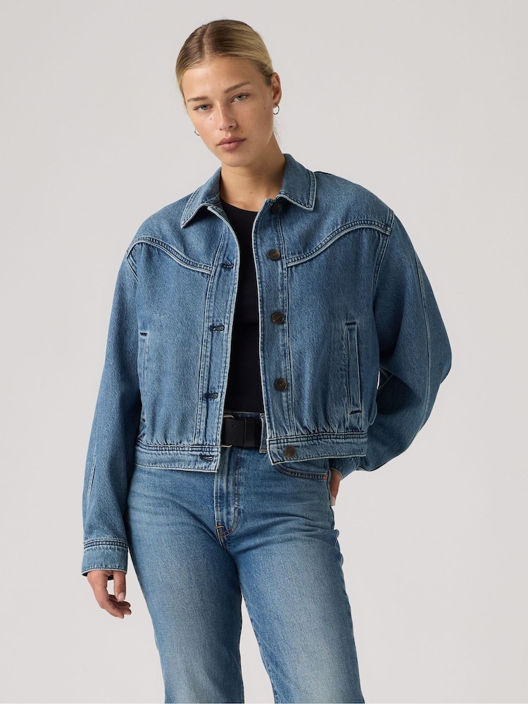 Levi's® Blue Dani Western Harrington Denim Jacket - Image 1 of 5