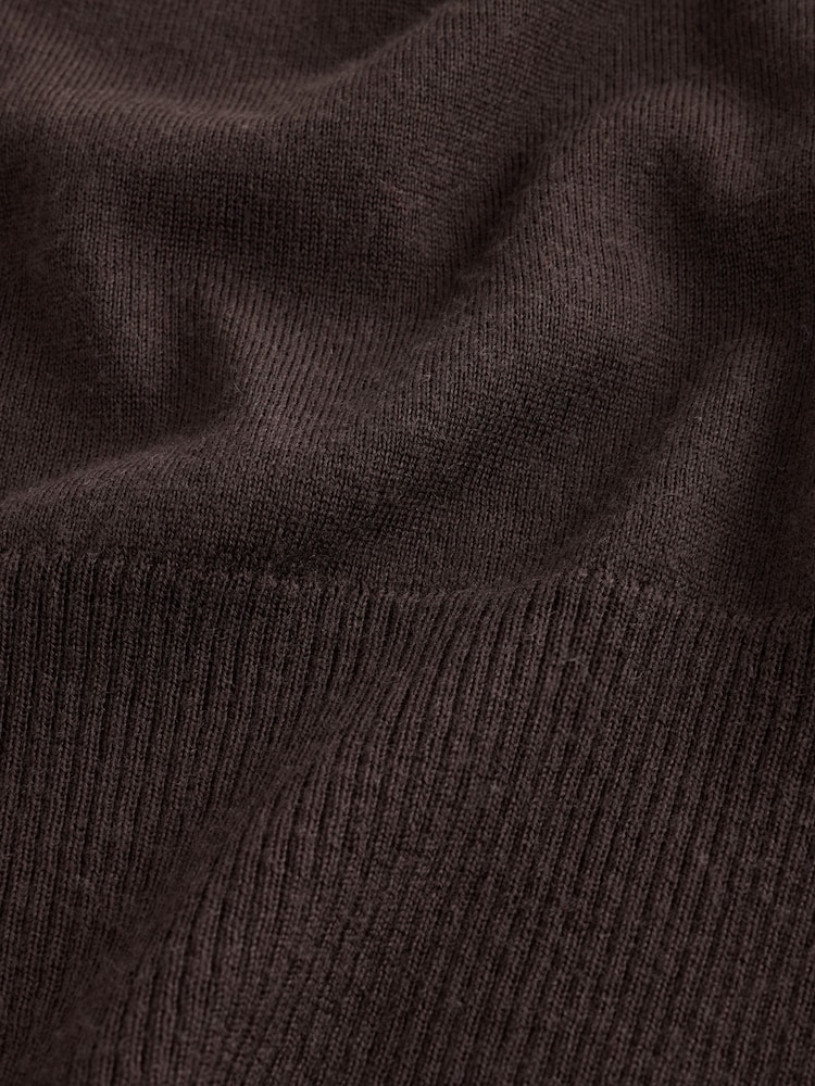 Chocolate Brown Lightweight Merino Wool V-Neck Jumper - Image 8 of 8