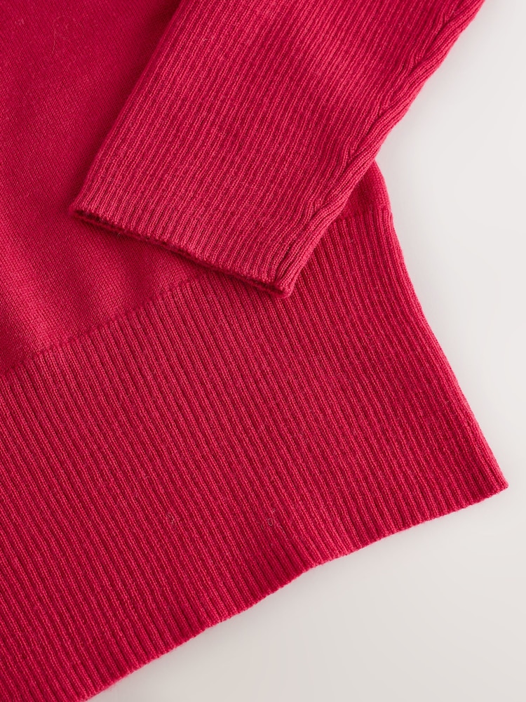 Red Lightweight Merino Wool V-Neck Jumper - Image 8 of 8