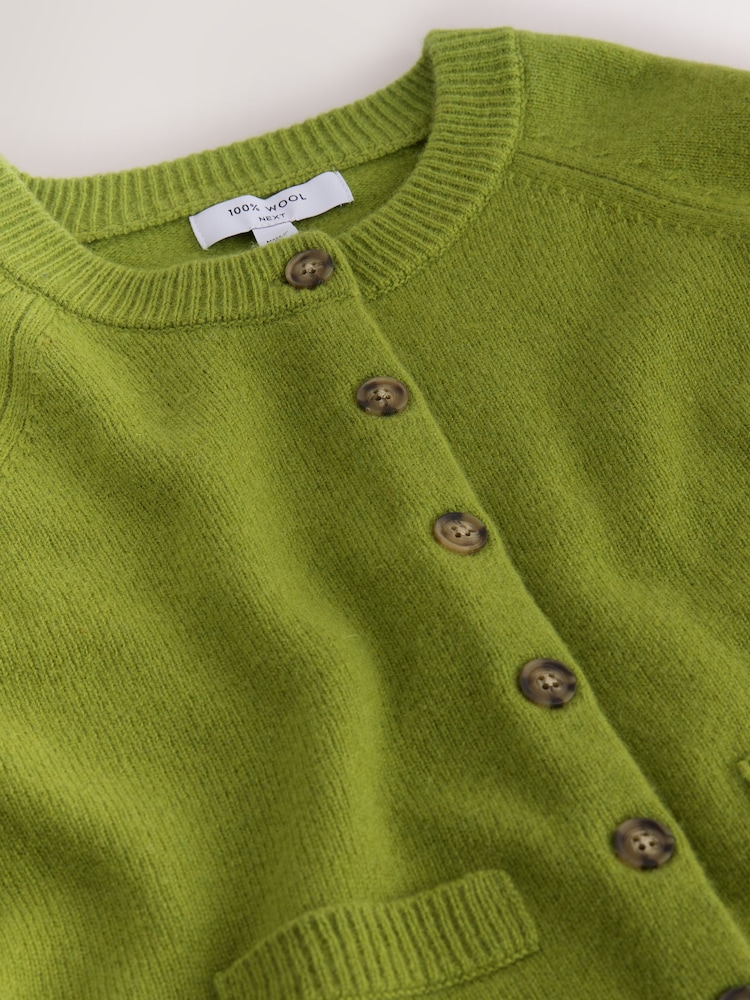 Lime Green 100% Merino Wool N.Premium Cardigan - Image 8 of 8