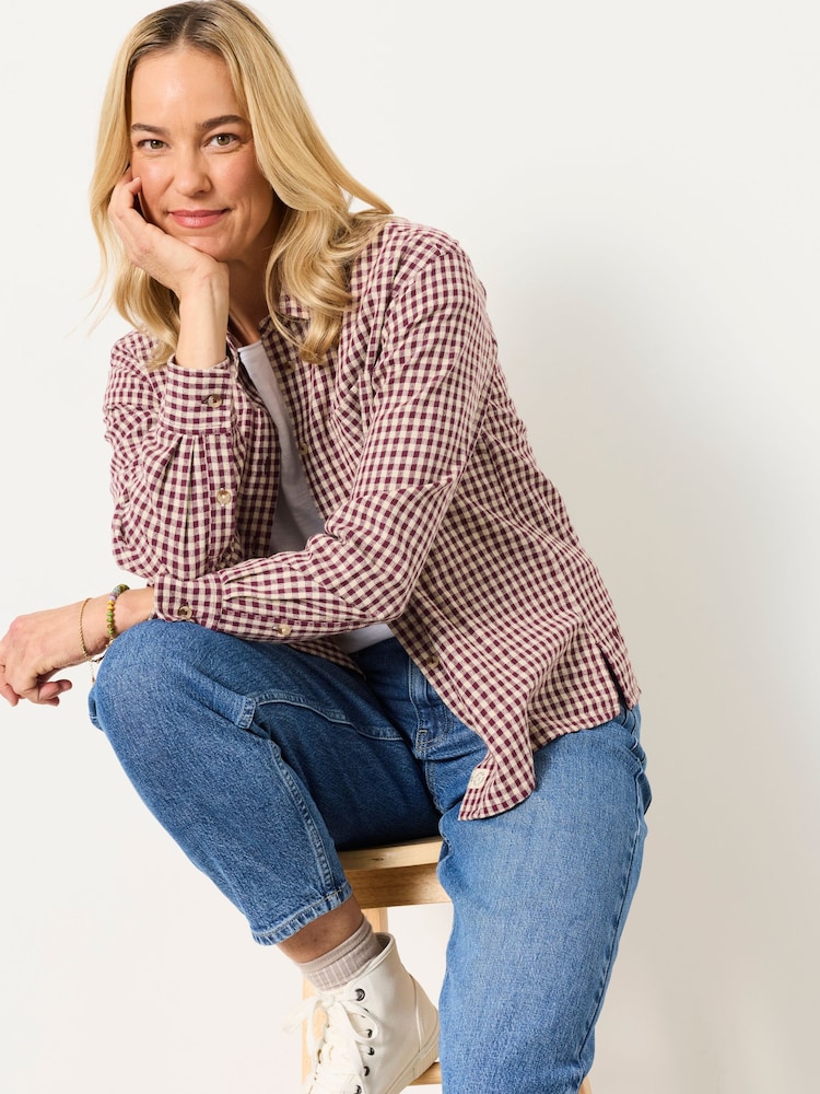 FatFace Beck Dark Purple Gingham Petite Shirt - Image 1 of 6 FatFace Beck Dark Purple Gingham Petite Shirt - Image 1 of 6