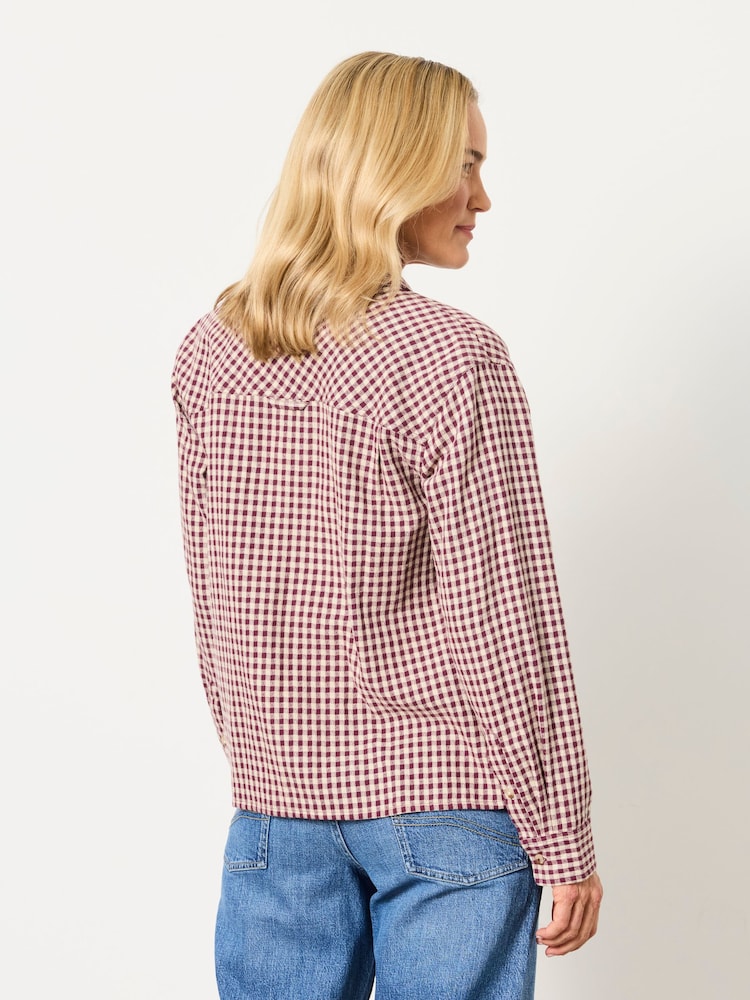 FatFace Beck Dark Purple Gingham Petite Shirt - Image 2 of 6 FatFace Beck Dark Purple Gingham Petite Shirt - Image 2 of 6