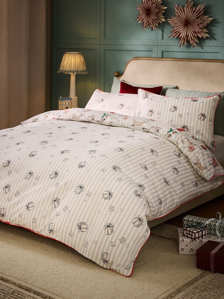 Christmas Brushed Cotton Duvet Cover and Pillowcase Set - 圖片 2，共 6