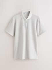 Ice Grey Textured Smart Zip Neck Polo Shirt - Image 6 of 8