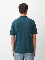 Blue Teal Regular Fit Embroidered Pique Polo Shirt - Image 3 of 5