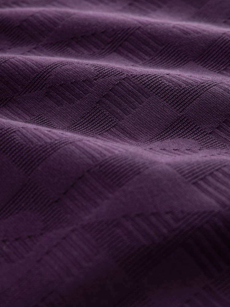 Burgundy Purple Button Neck N. Premium Smart Jaquard Polo Shirt - Image 7 of 7 Burgundy Purple Button Neck N. Premium Smart Jaquard Polo Shirt - Image 7 of 7