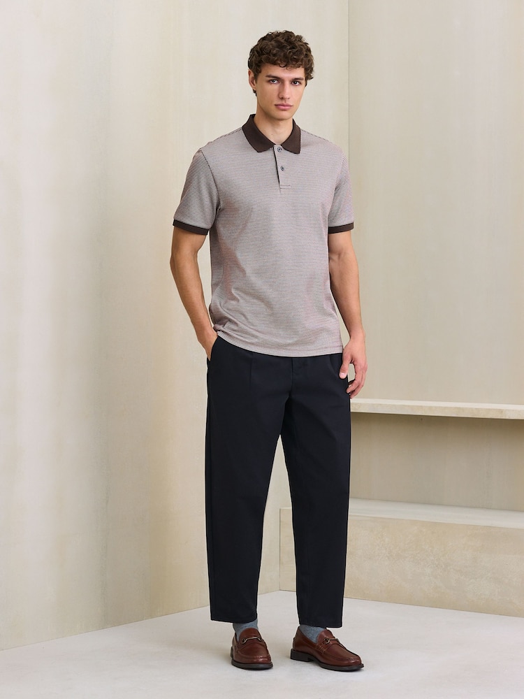 Brown Puppytooth Pattern Polo Shirt - Image 2 of 8 Brown Puppytooth Pattern Polo Shirt - Image 2 of 8