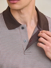Brown Puppytooth Pattern Polo Shirt - Image 5 of 8