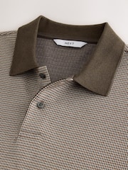 Brown Puppytooth Pattern Polo Shirt - Image 7 of 8