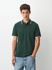 Green Dark Short Sleeve Tipped Polo Shirt - Image 1 of 8