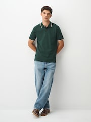 Green Dark Short Sleeve Tipped Polo Shirt - Image 2 of 8