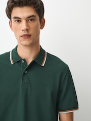 Green Dark Short Sleeve Tipped Polo Shirt - Image 4 of 8