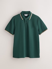 Green Dark Short Sleeve Tipped Polo Shirt - Image 6 of 8