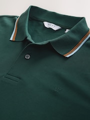 Green Dark Short Sleeve Tipped Polo Shirt - Image 8 of 8