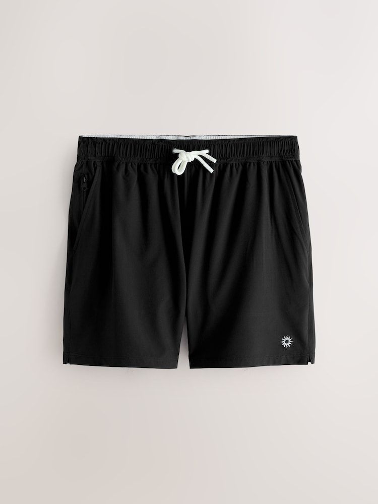 Black Motion-Flex Swim Shorts with Trunk Lining - Image 1 of 4