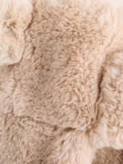 Brown Beige Faux Fur Bear Faced Baby Trapper Hat - Image 5 of 5