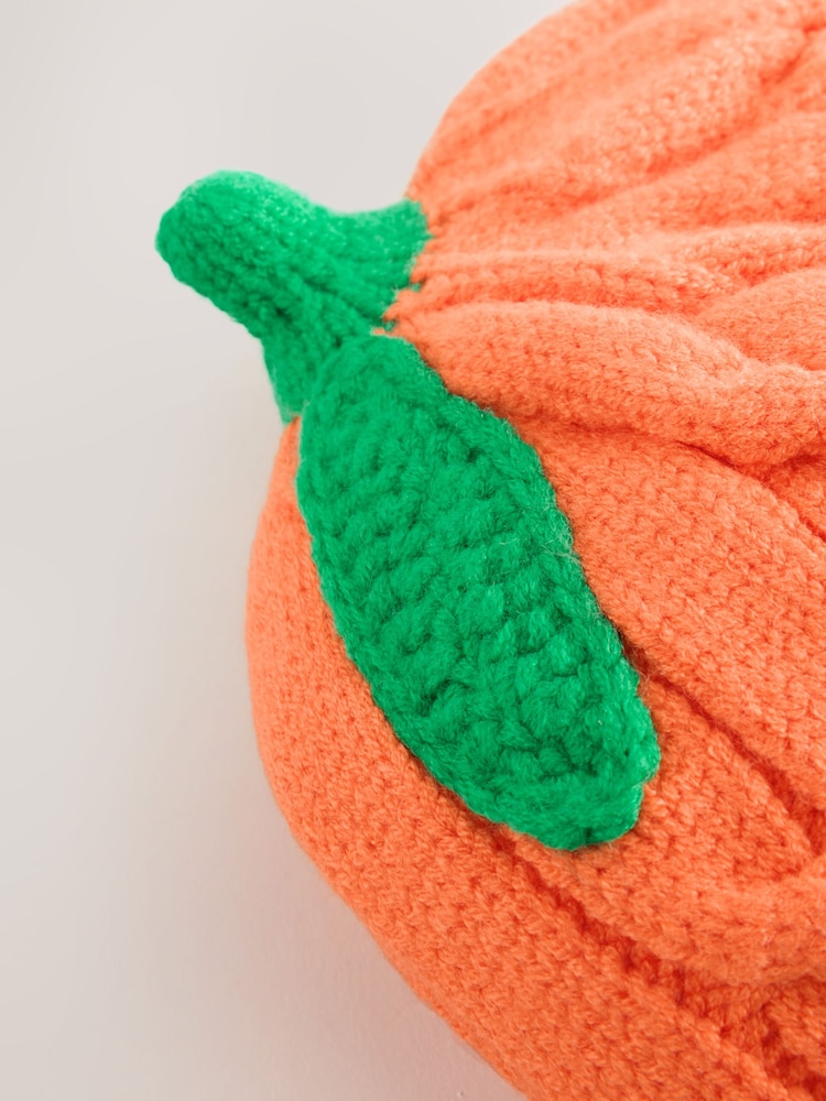 Orange Pumpkin Baby Knitted Beanie Hat - Image 5 of 5 Orange Pumpkin Baby Knitted Beanie Hat - Image 5 of 5