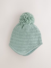 Sage Green Knitted Trapper Baby Hat - Image 1 of 3