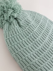 Sage Green Knitted Trapper Baby Hat - Image 2 of 3