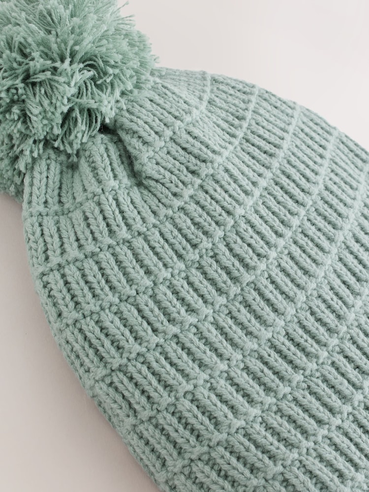 Sage Green Knitted Trapper Baby Hat - Image 2 of 3