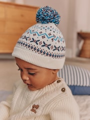 Fairisle - Pom ilə Trikotaj Körpə Papağı - 5şəkildən 2 şəkil