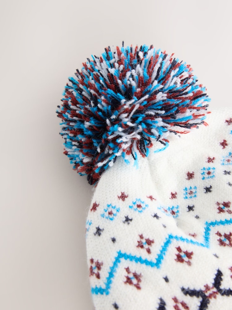Fairisle - Pom ilə Trikotaj Körpə Papağı - 5şəkildən 5 şəkil Fairisle - Pom ilə Trikotaj Körpə Papağı - 5şəkildən 5 şəkil