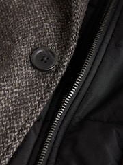 rjava - Volnen Blend Mock Gilet Herringbone podloženi plašči - Slika 10 iz 10
