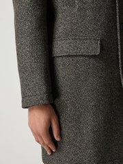 Brown Wool Blend Mock Gilet Herringbone Padded Coat - Image 5 of 5